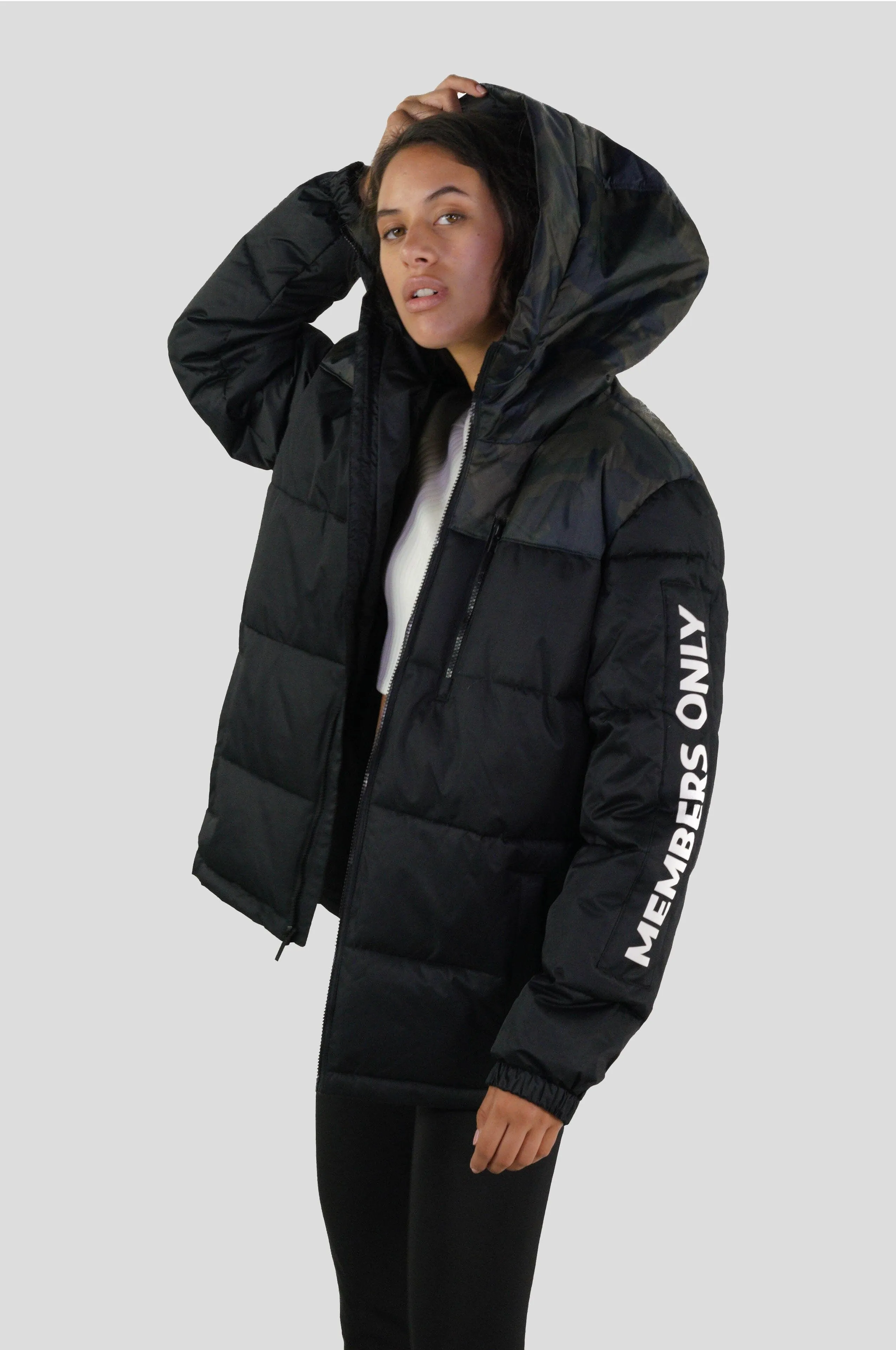 Members Only Women's Twill Block Puffer Oversized Jacket