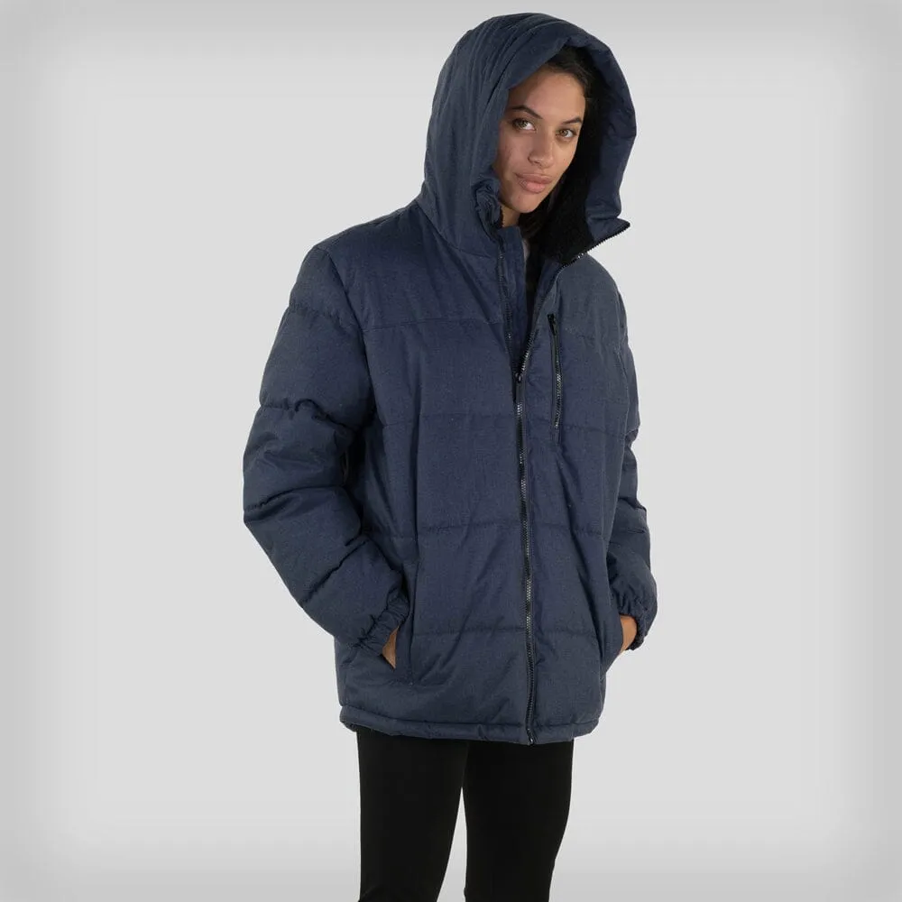 Members Only Women's Twill Block Puffer Oversized Jacket