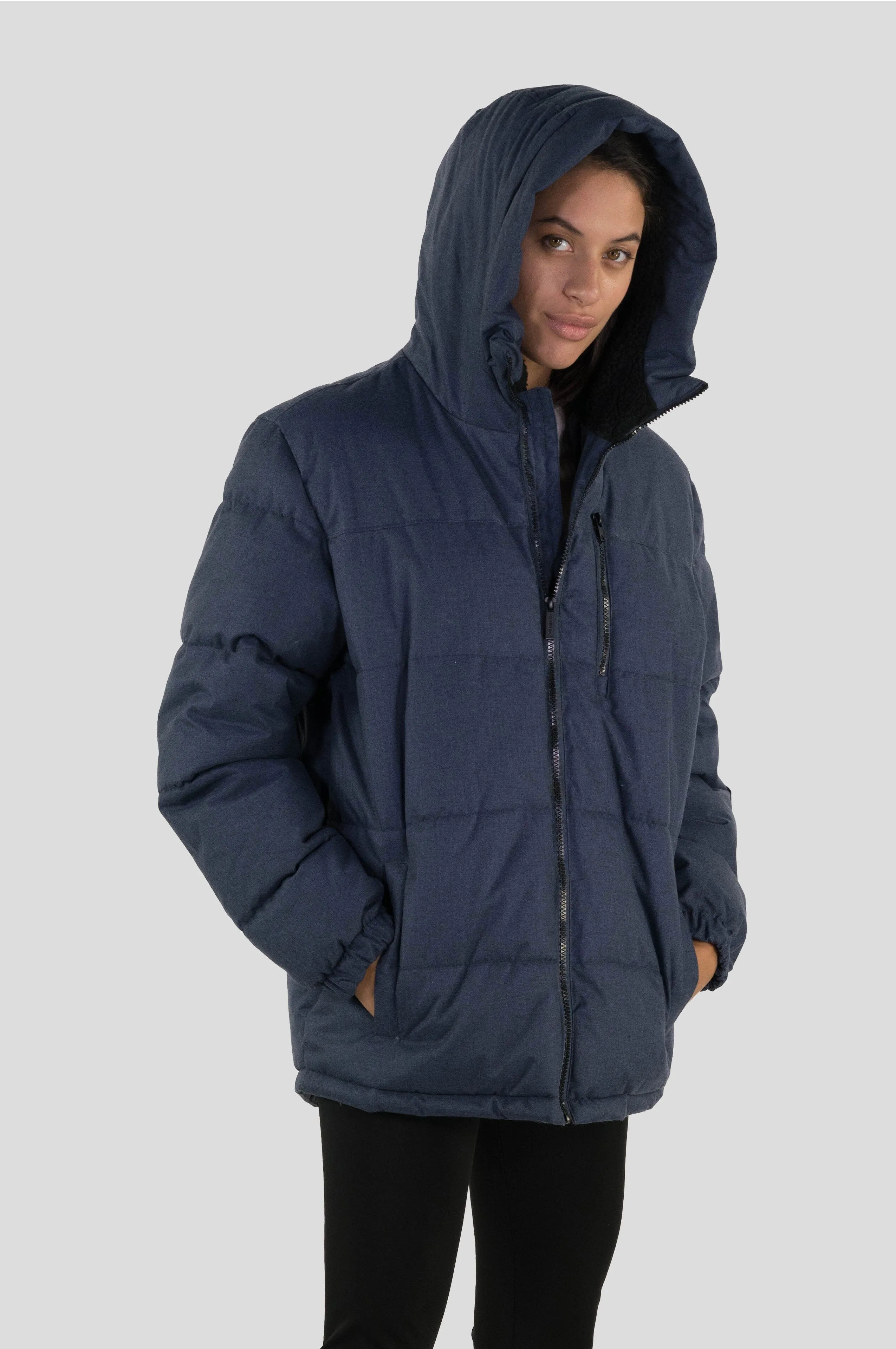Members Only Women's Twill Block Puffer Oversized Jacket