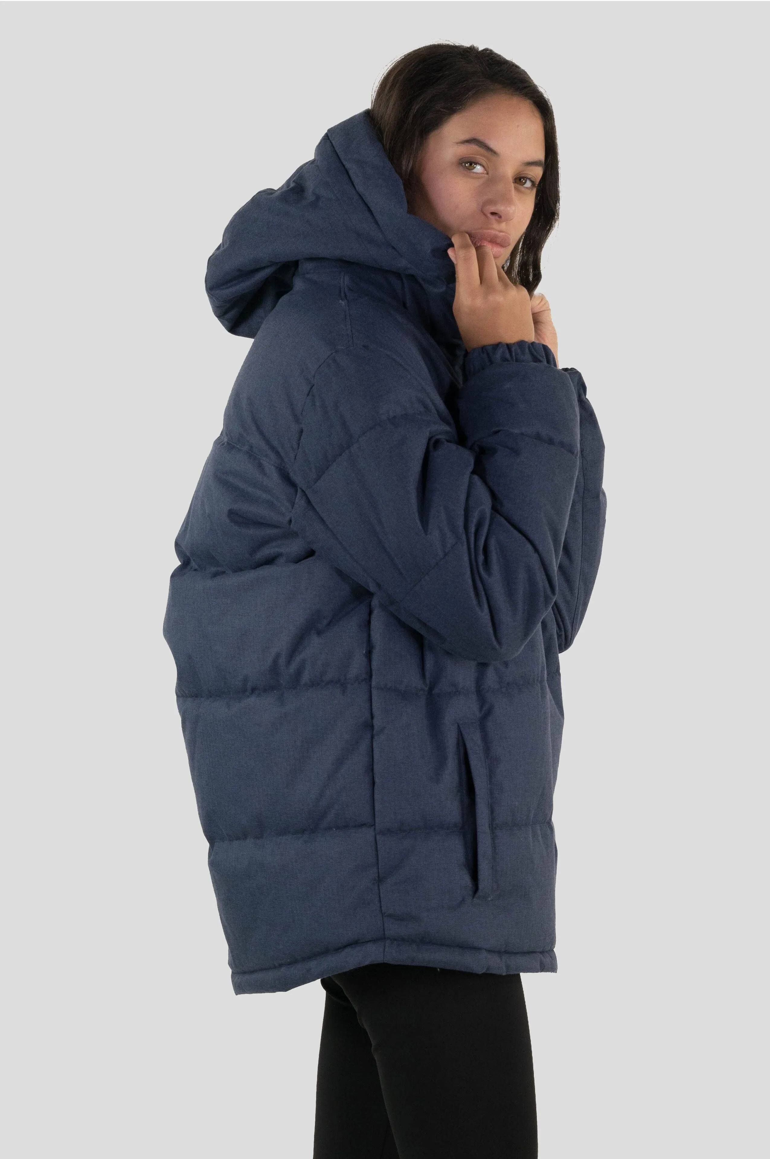 Members Only Women's Twill Block Puffer Oversized Jacket