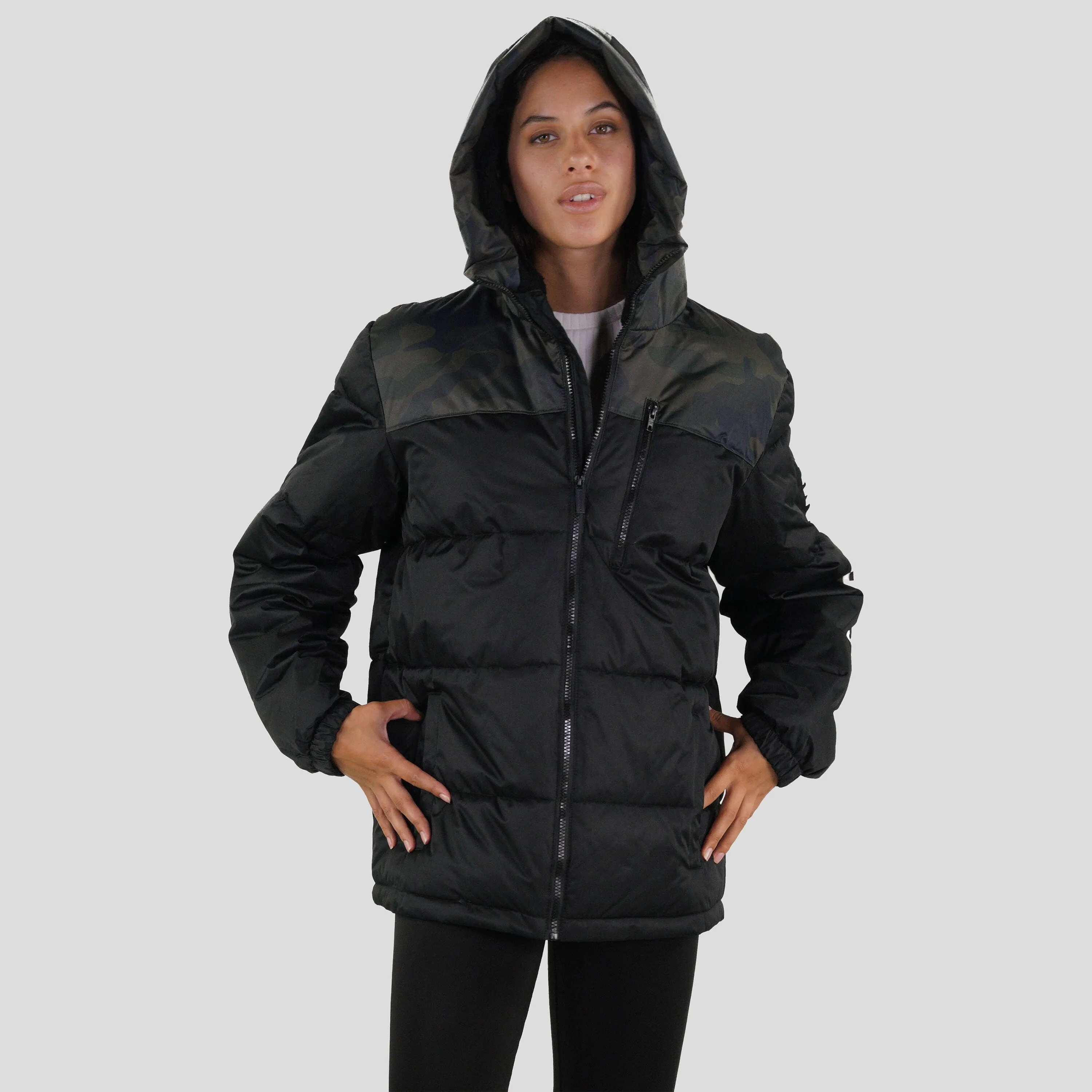 Members Only Women's Twill Block Puffer Oversized Jacket