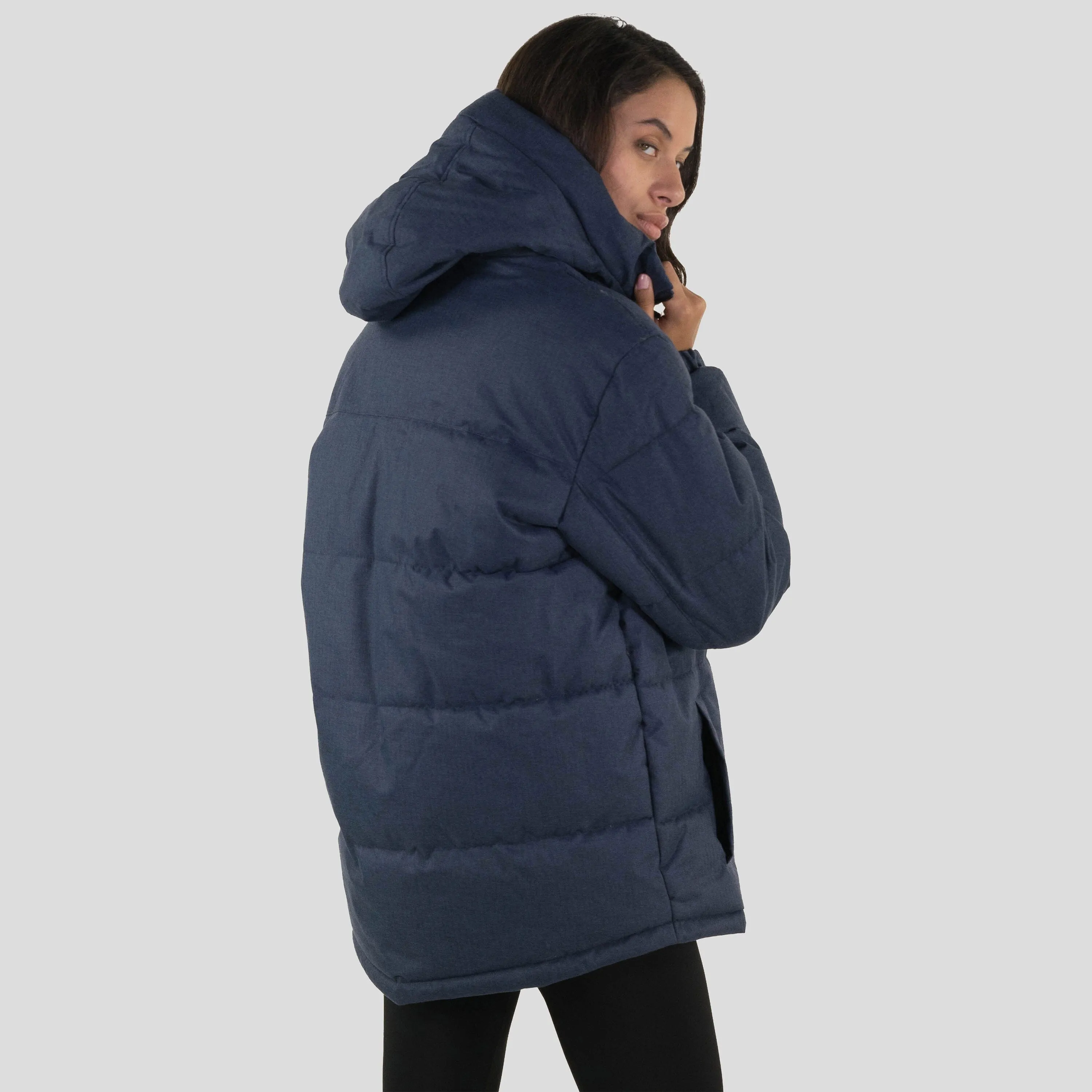 Members Only Women's Twill Block Puffer Oversized Jacket