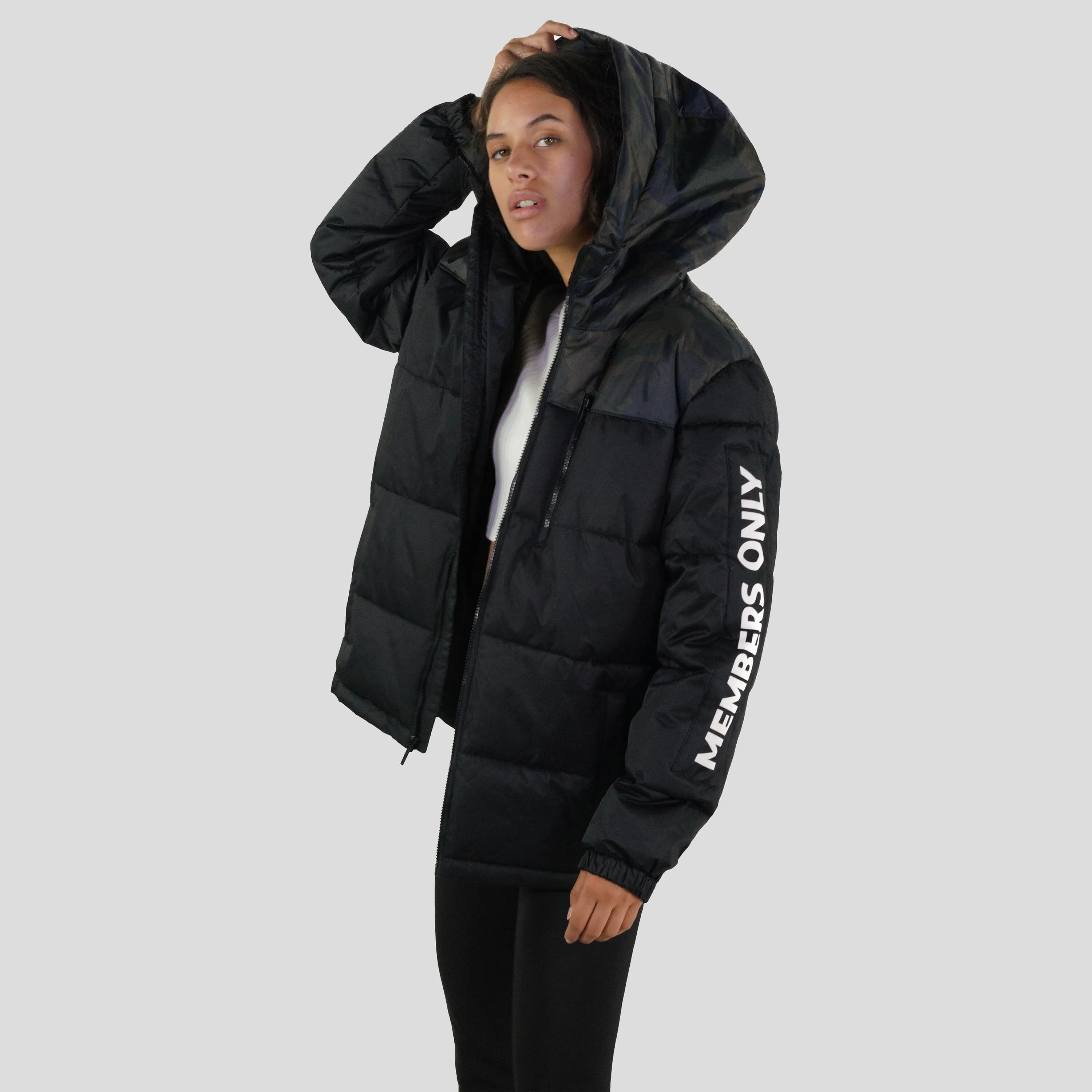 Members Only Women's Twill Block Puffer Oversized Jacket