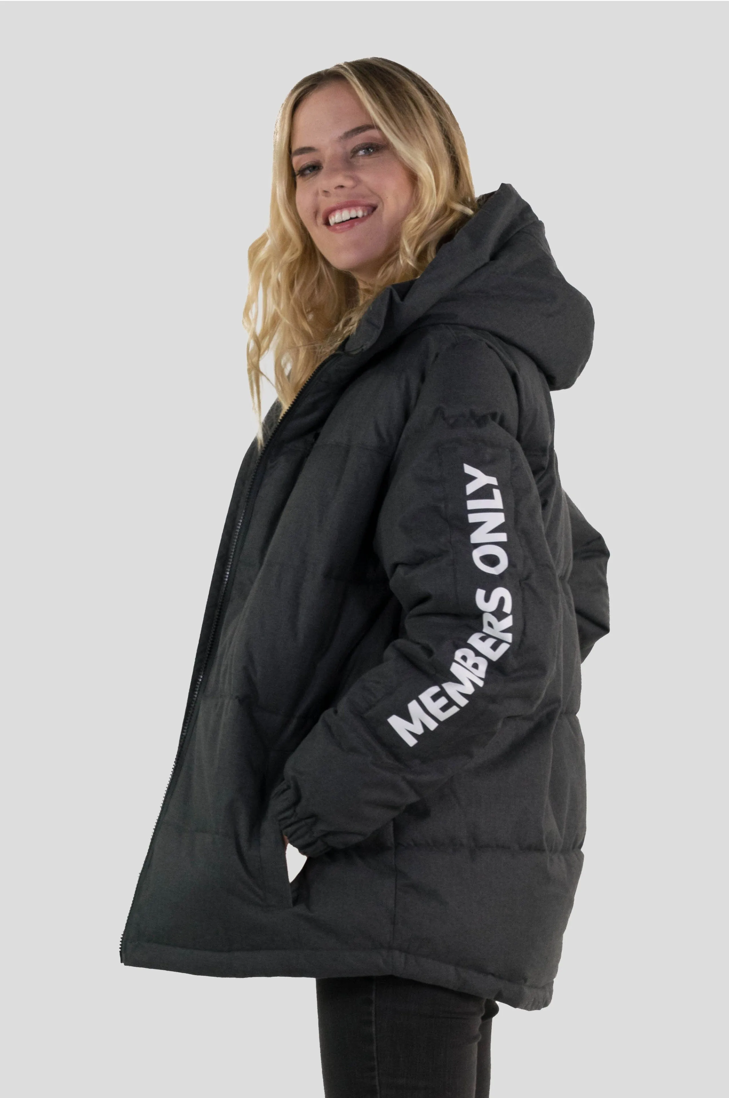 Members Only Women's Twill Block Puffer Oversized Jacket
