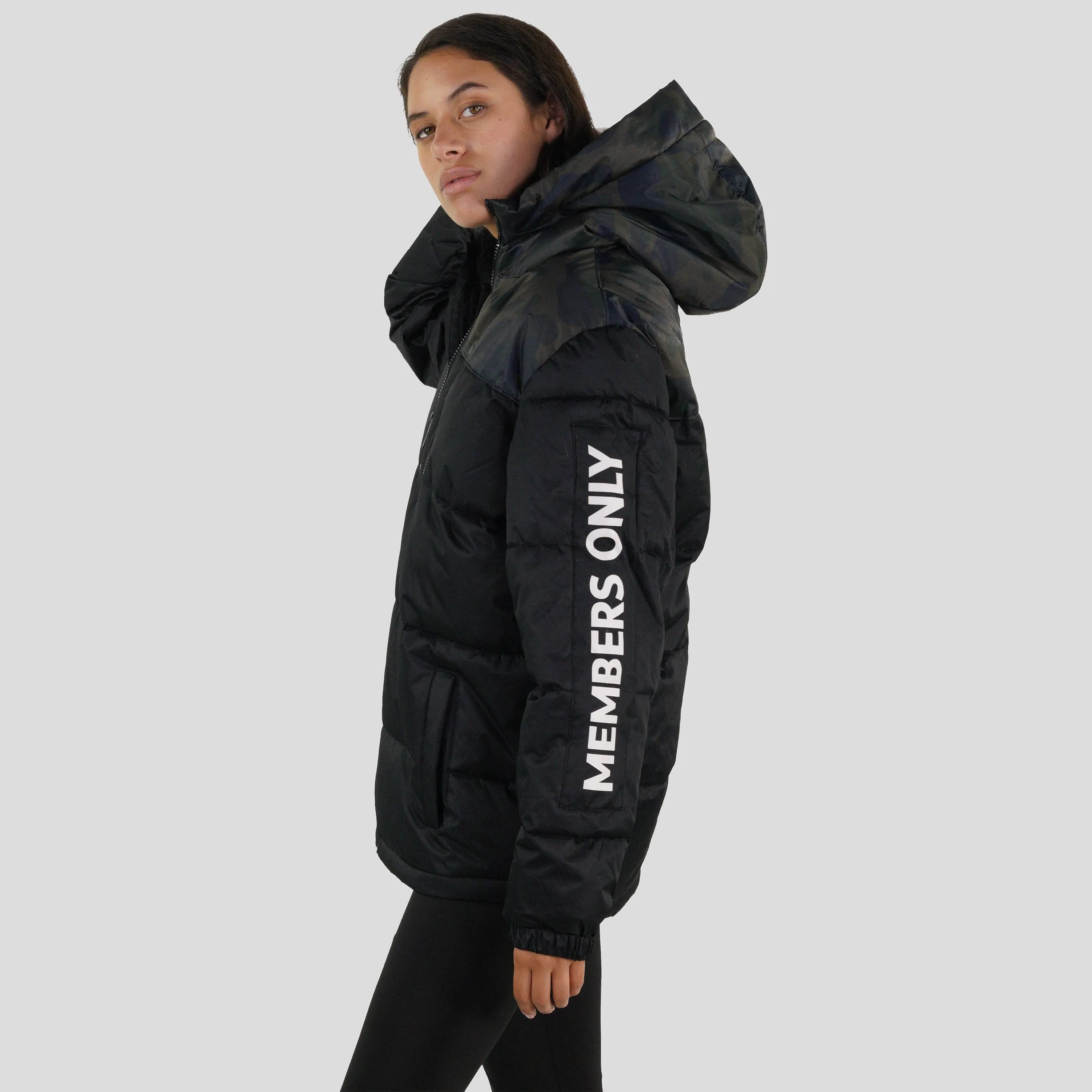 Members Only Women's Twill Block Puffer Oversized Jacket