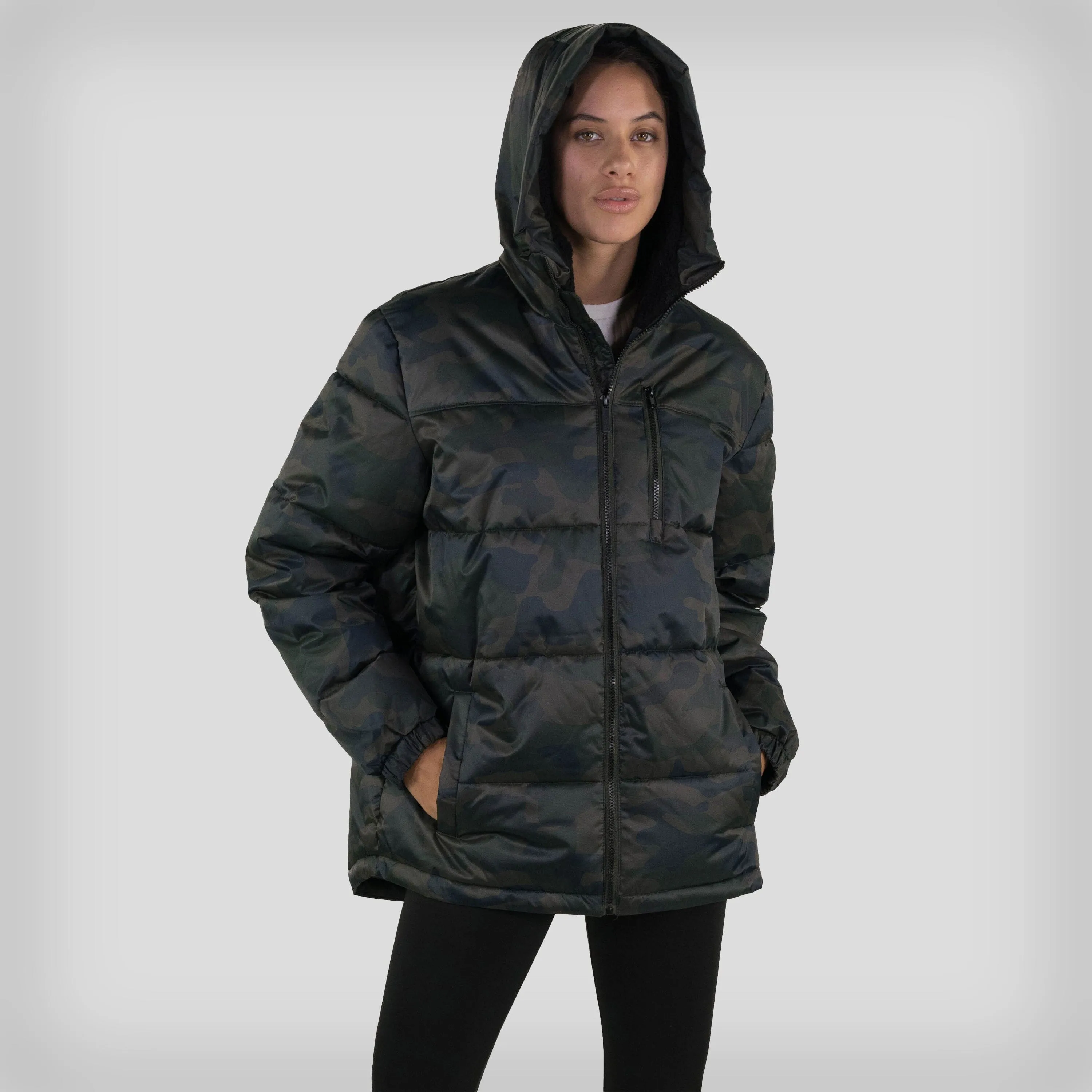 Members Only Women's Twill Block Puffer Oversized Jacket