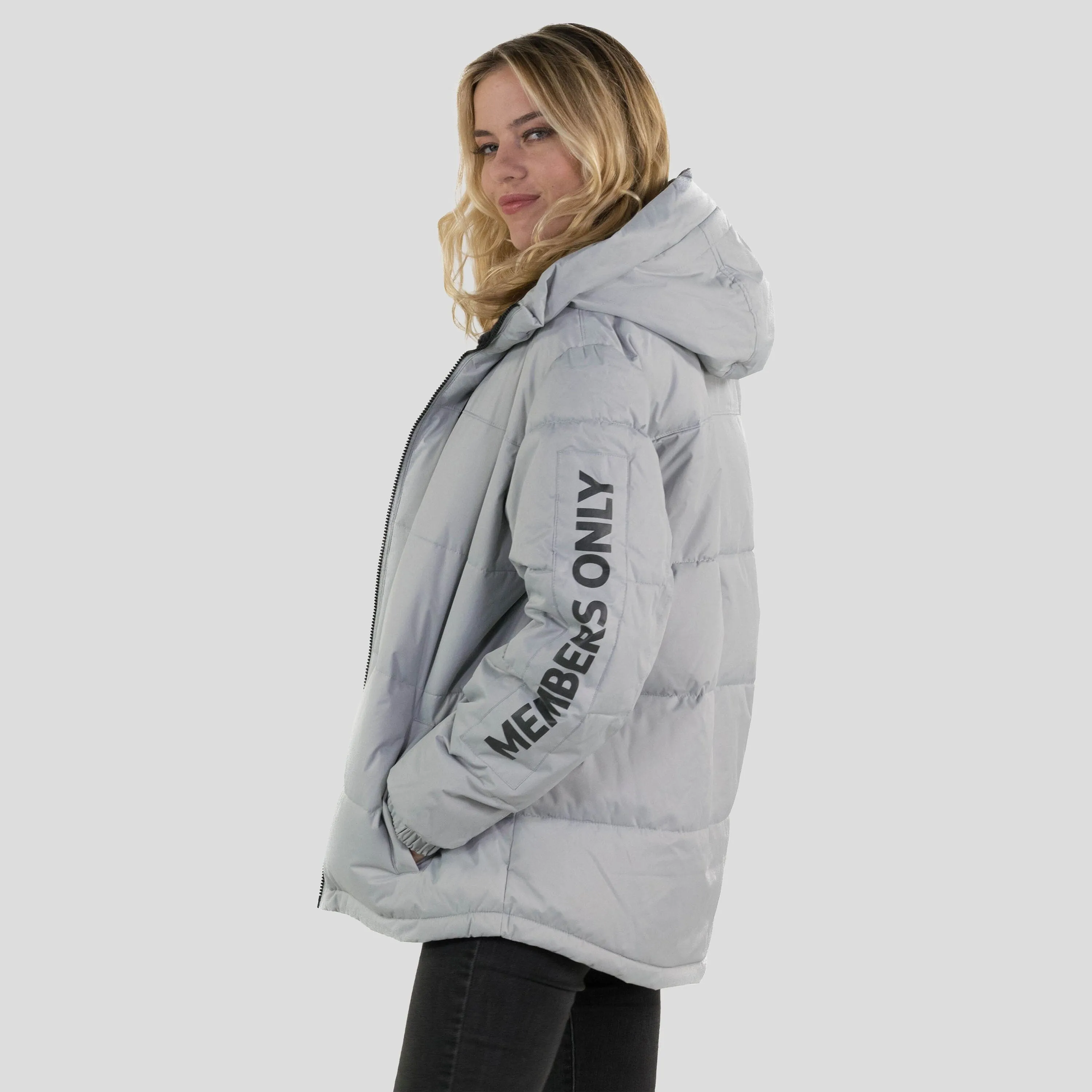 Members Only Women's Twill Block Puffer Oversized Jacket