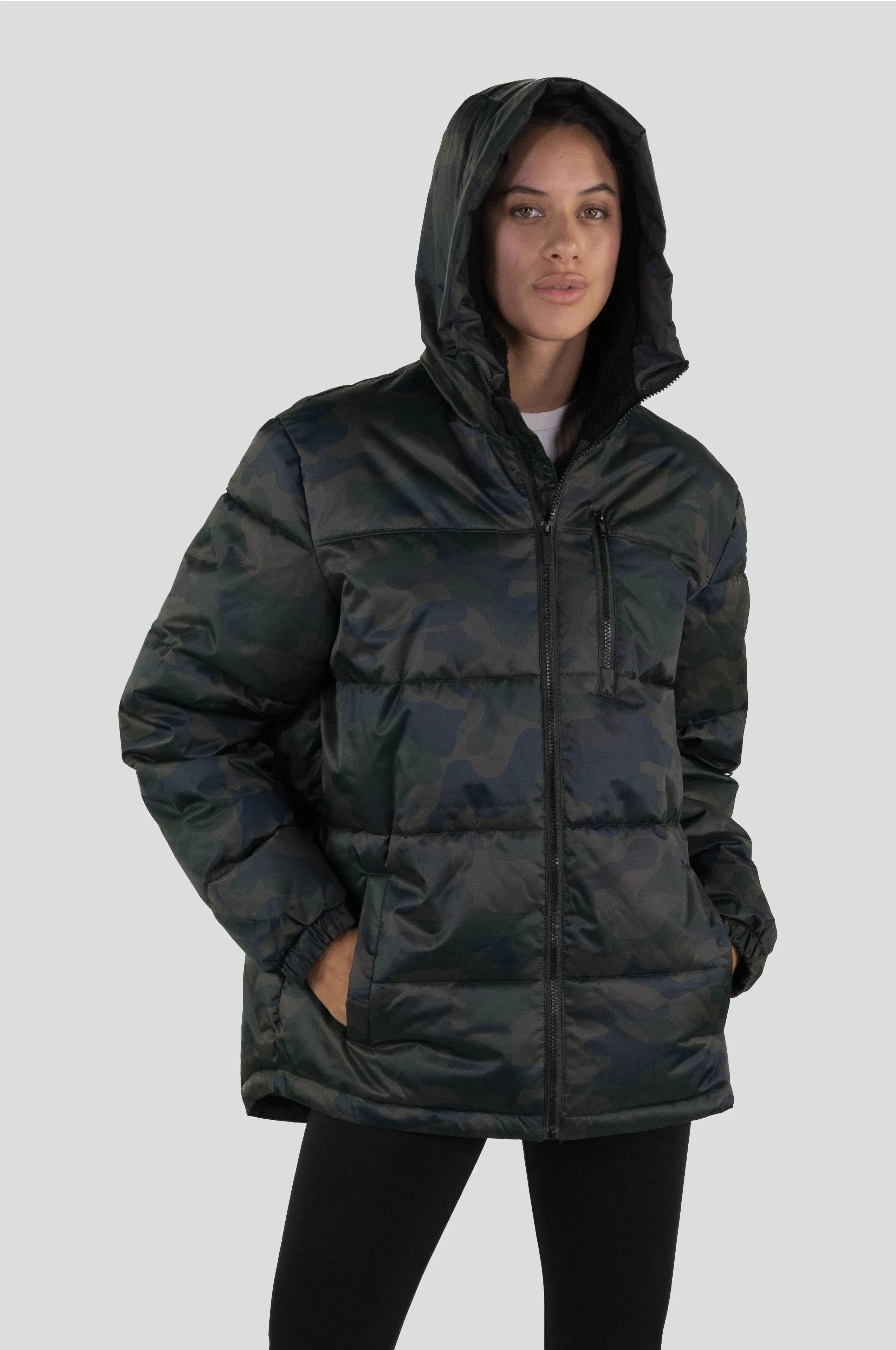 Members Only Women's Twill Block Puffer Oversized Jacket