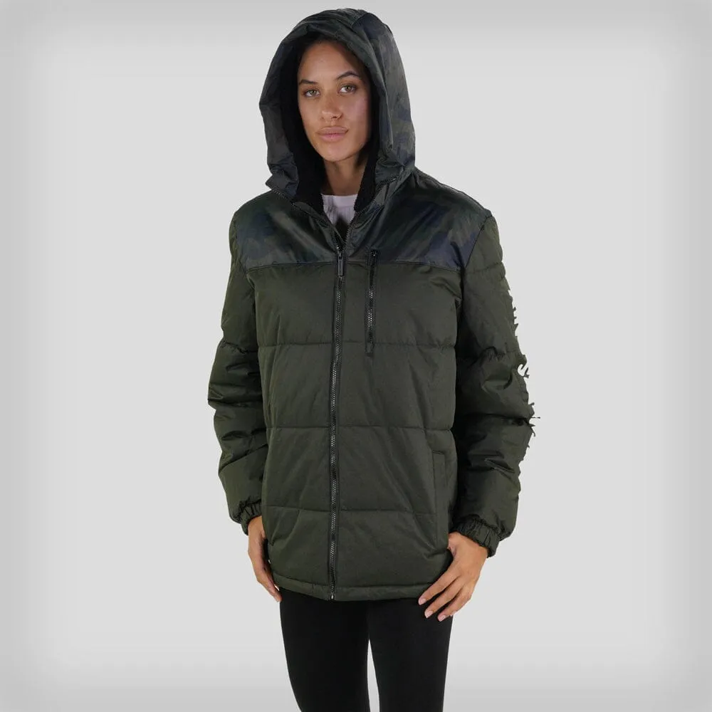 Members Only Women's Twill Block Puffer Oversized Jacket