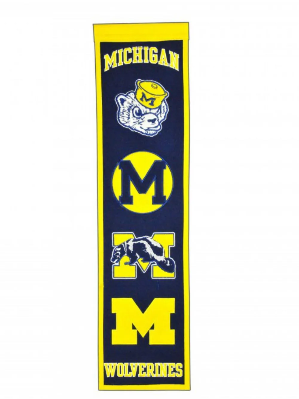 Michigan Wolverines Winning Streak Mascots Navy Wool Heritage Banner (8"x32")