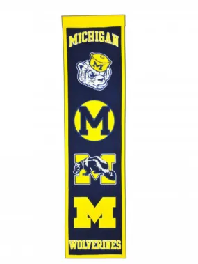 Michigan Wolverines Winning Streak Mascots Navy Wool Heritage Banner (8"x32")