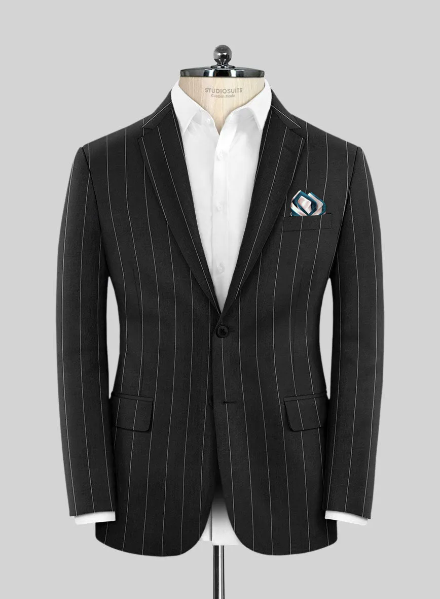 Napolean Wide Stripe Black Wool Jacket
