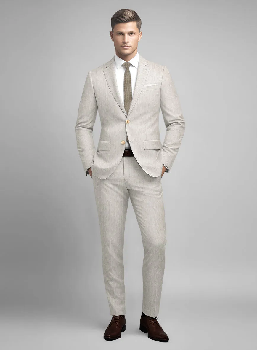 Noble Stone Beige Wool Silk Linen Suit