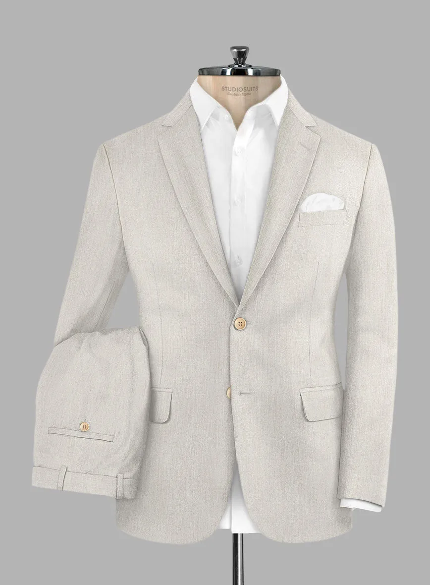 Noble Stone Beige Wool Silk Linen Suit