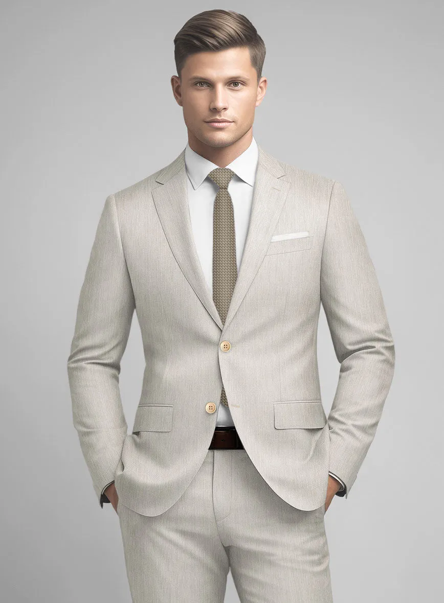 Noble Stone Beige Wool Silk Linen Suit