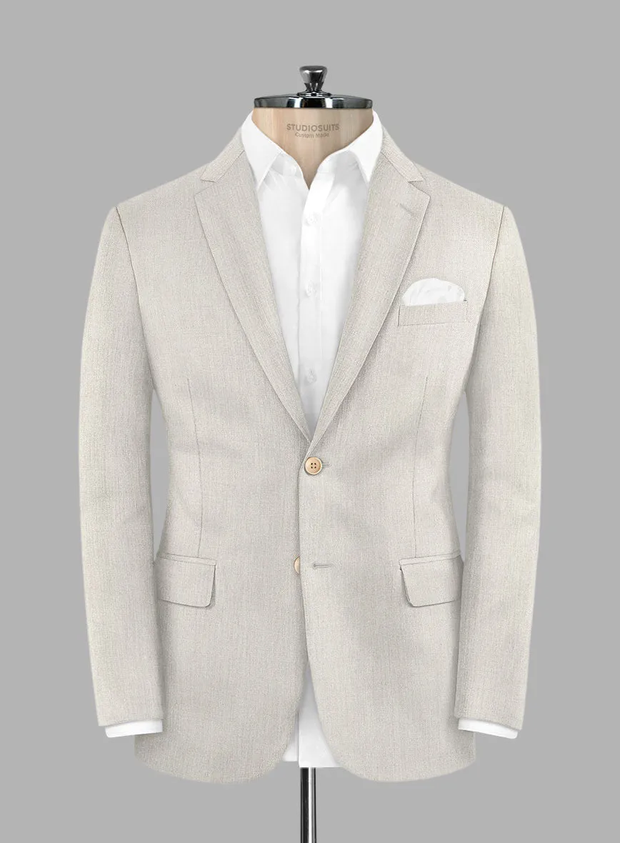 Noble Stone Beige Wool Silk Linen Suit