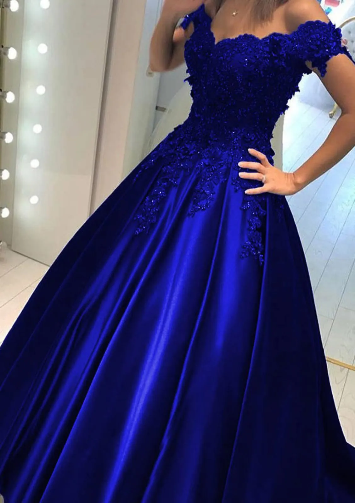 Off Shoulder Sweetheart Beaded Burgundy Satin Ball Gown Prom Dress