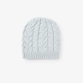 Pale Blue Horseshoe Cable Knit Baby Hat 3-9 Months