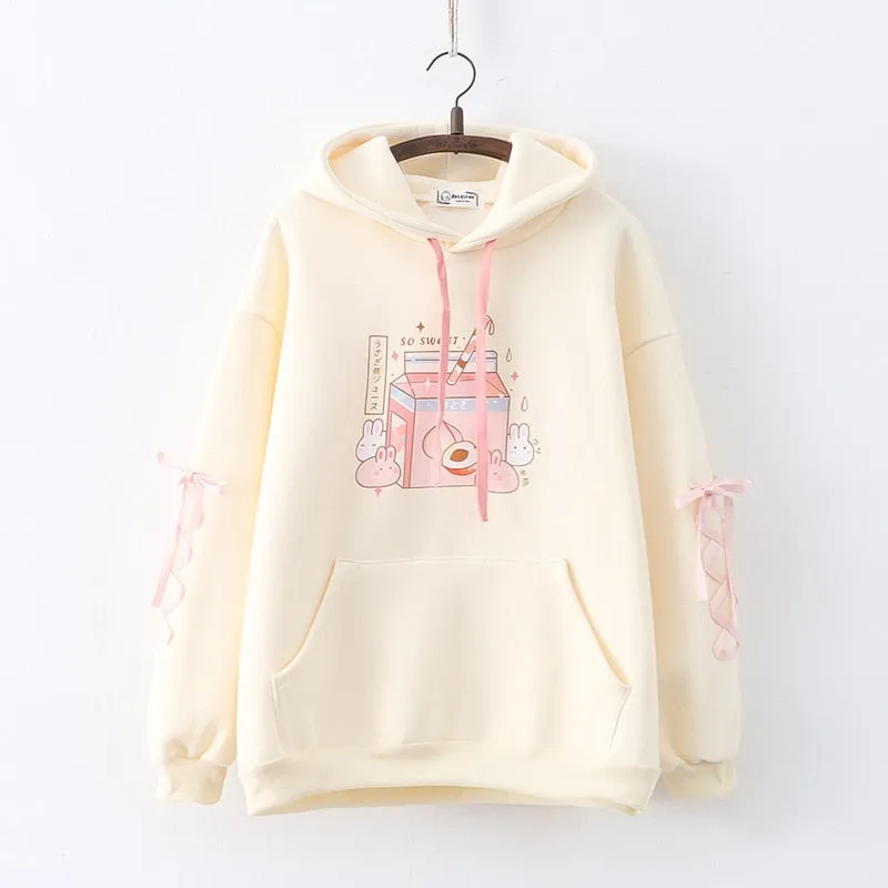 Peach Milk Kawaii Bunny Hoodie