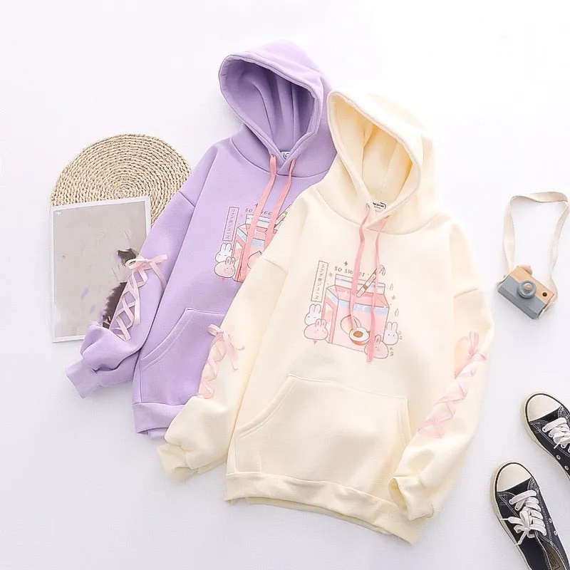 Peach Milk Kawaii Bunny Hoodie