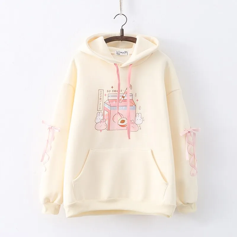 Peach Milk Kawaii Bunny Hoodie
