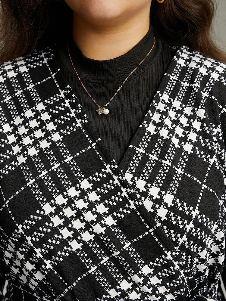 Plaid Belted Asymmetrical Hem Coat