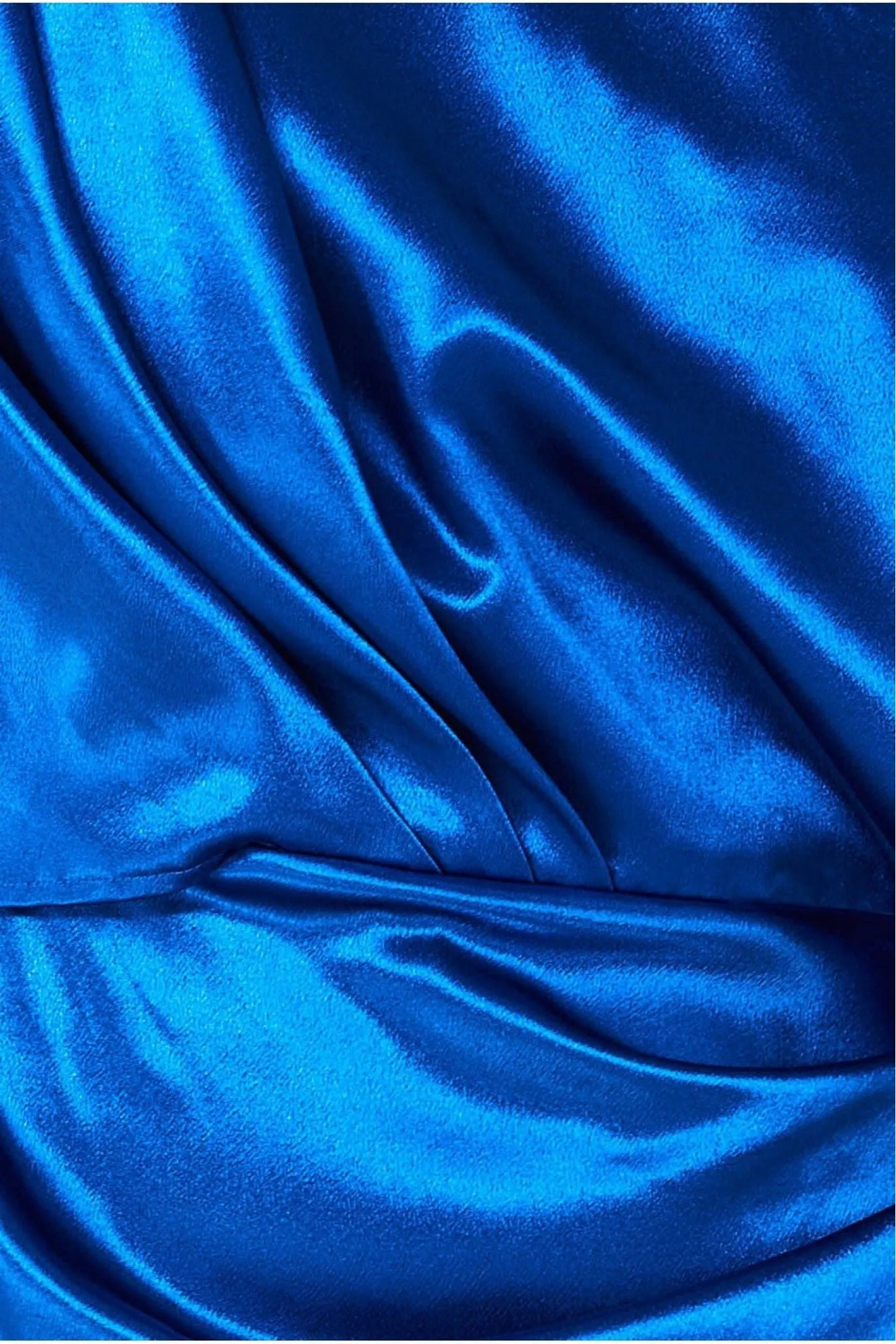 Satin Drape Shoulder Wrap Maxi Dress - Royal Blue by Goddiva