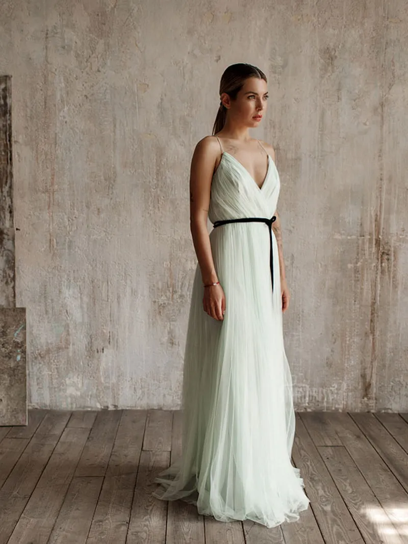 Sleeveless V-Neck Sexy Pleated Maxi Wrap Prom Dress