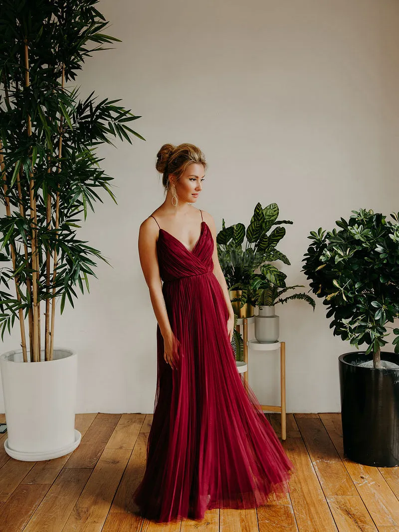Sleeveless V-Neck Sexy Pleated Maxi Wrap Prom Dress