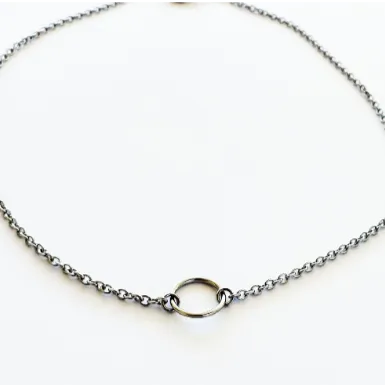 Stainless Steel Circle of O Necklace, Discreet Day Collar, 24/7 BDSM Submissive Collar, Choker
