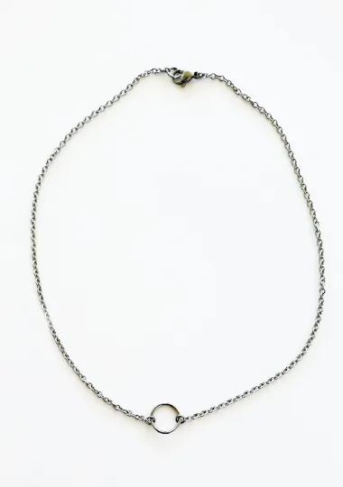 Stainless Steel Circle of O Necklace, Discreet Day Collar, 24/7 BDSM Submissive Collar, Choker