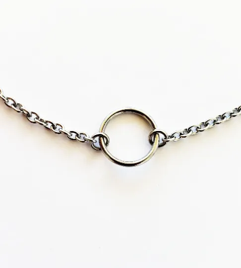 Stainless Steel Circle of O Necklace, Discreet Day Collar, 24/7 BDSM Submissive Collar, Choker