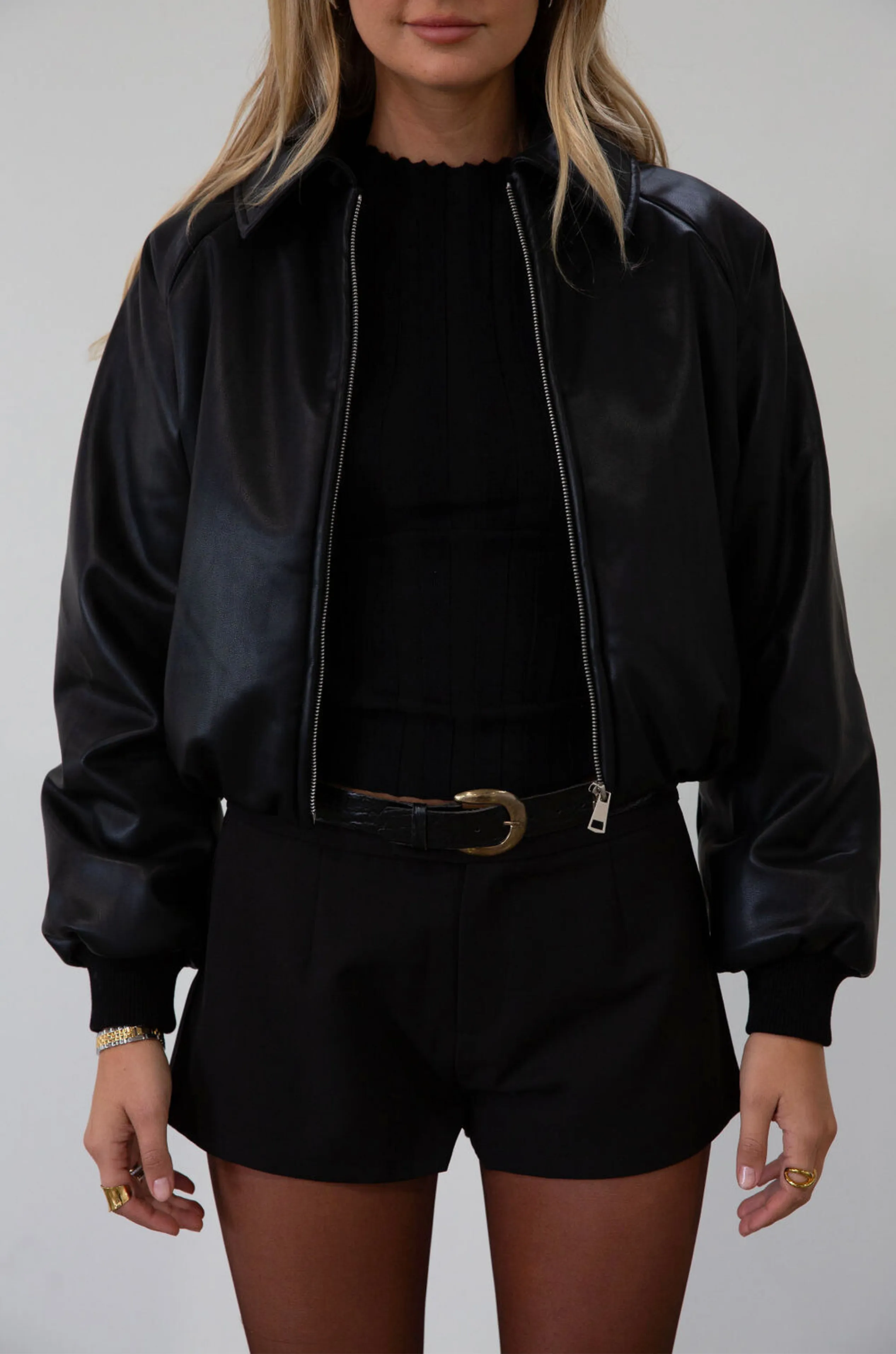 Step Out Leather Puffer Jacket