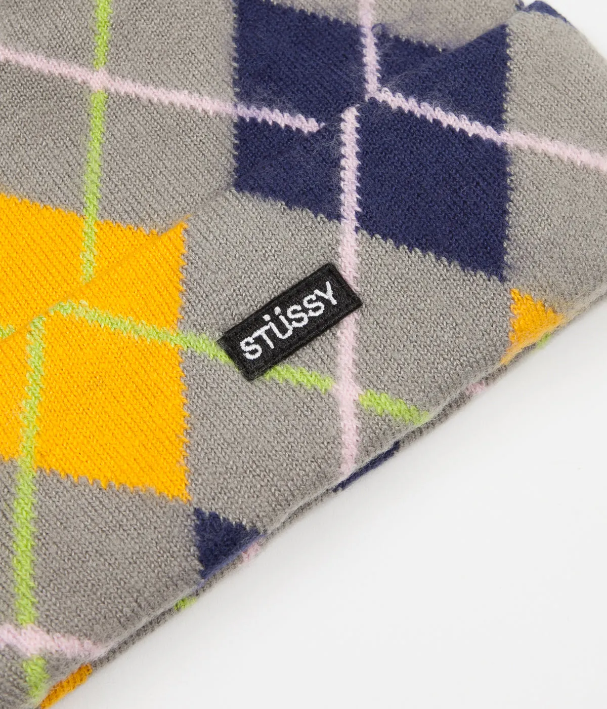 Stussy Argyle Pattern Cuff Beanie - Grey