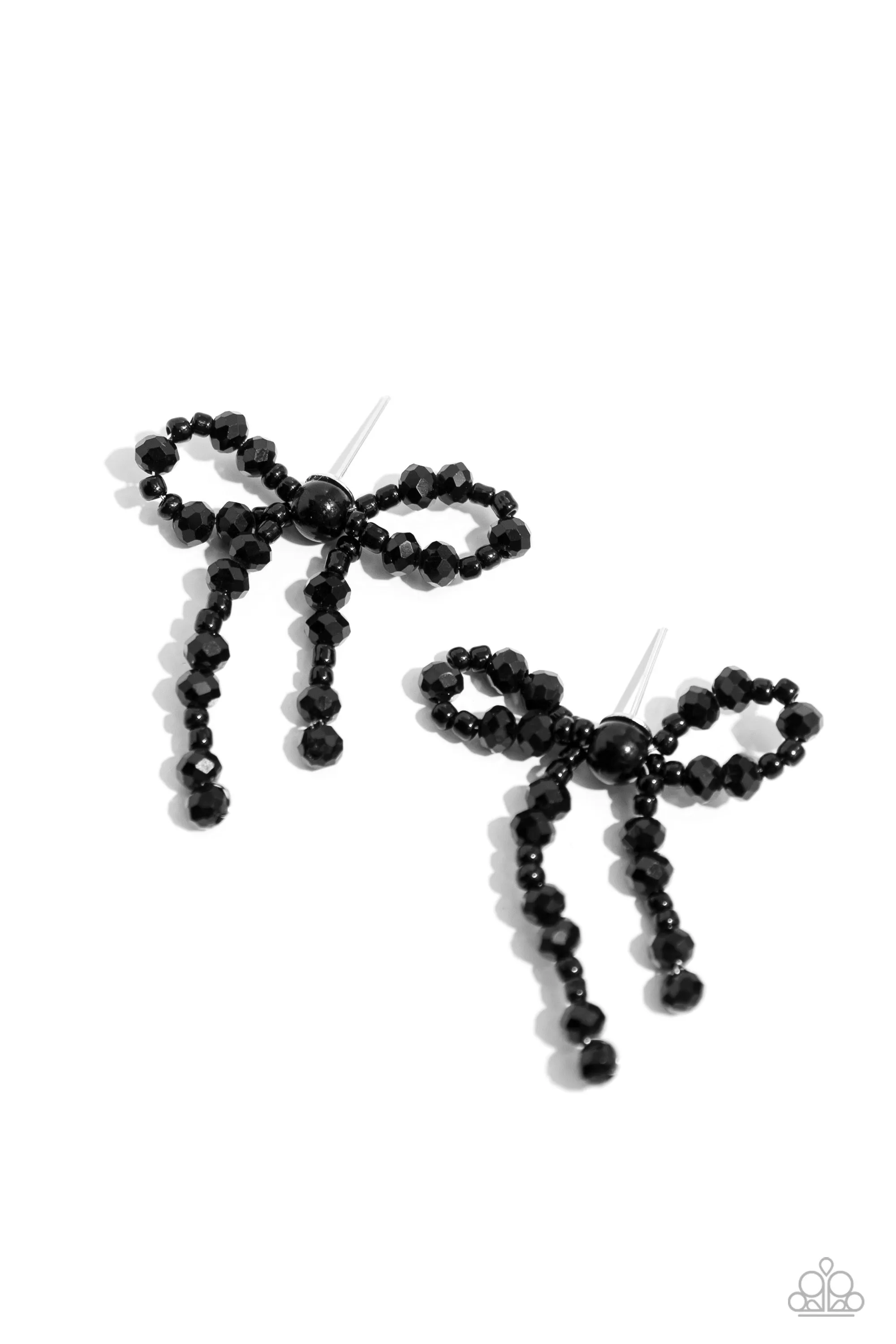 The BOW Must Go On - Black Earrings - Paparazzi Accessories