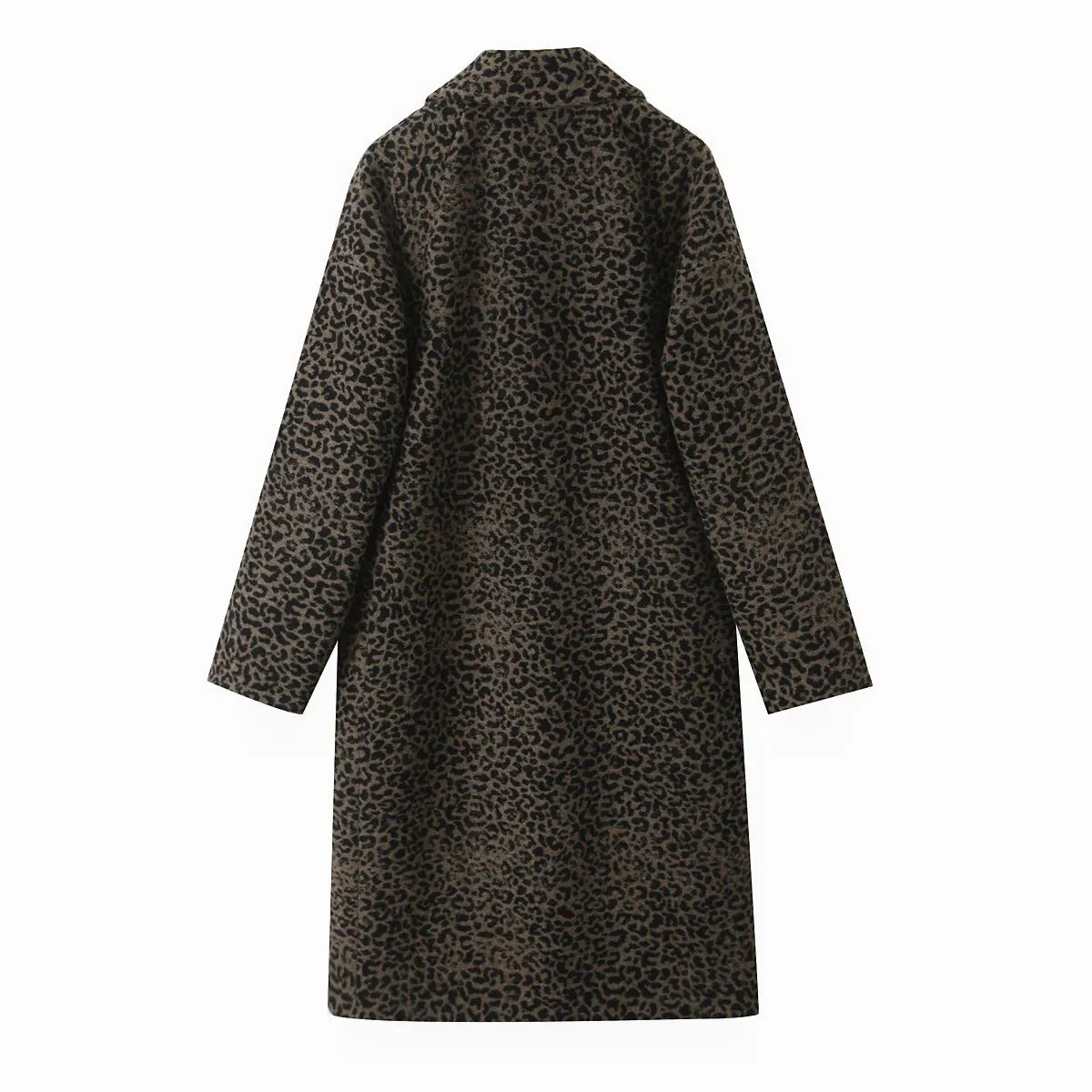 Trafza Frauen elegante Revers Tasche einreihig Design lässig schlanken Mantel Frau Herbst Leoparden muster lange Ärmel losen Mantel