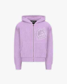 V-LOGO KNIT ZIP HOODIE LAVENDER