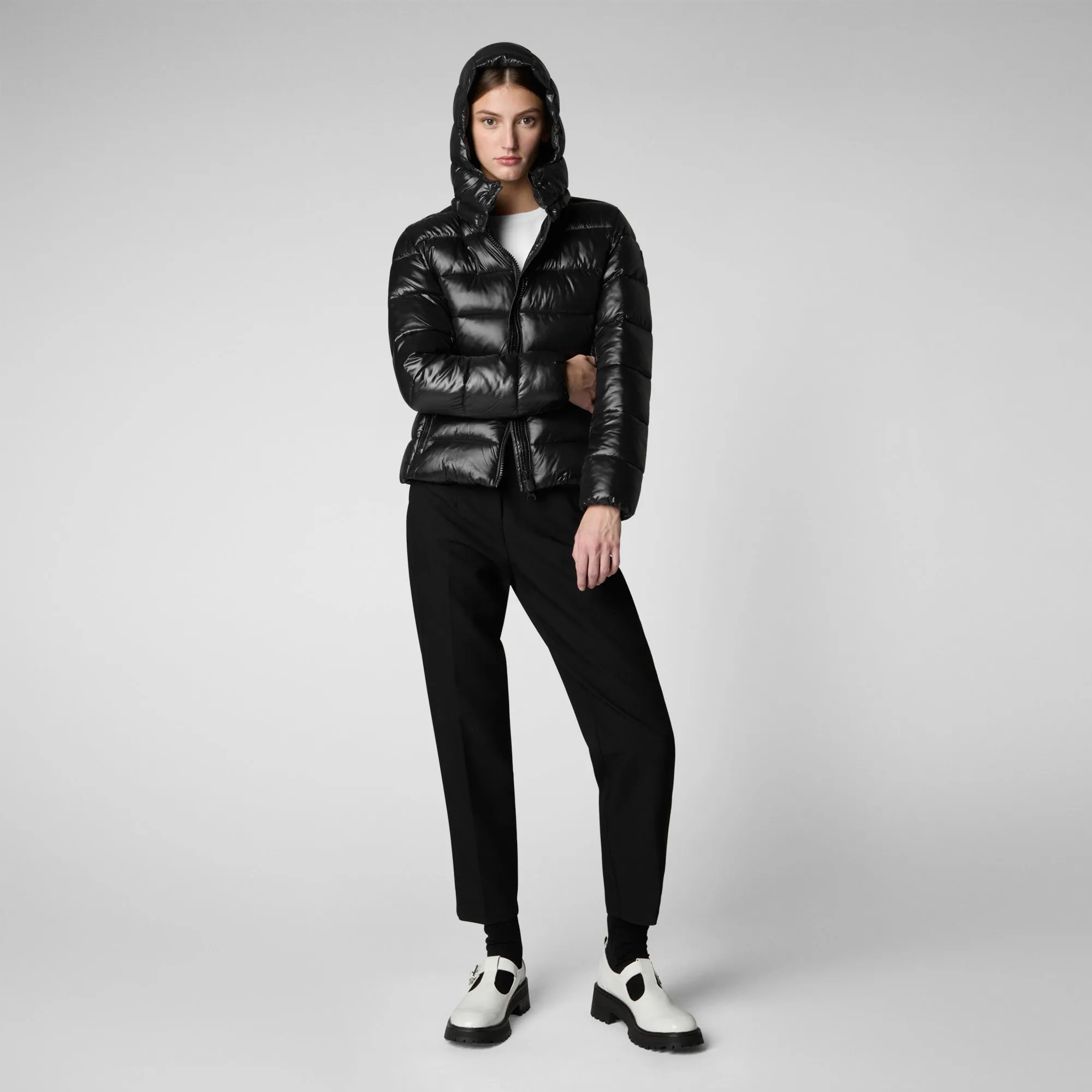 Women's Hooded Puffer Jacket Cosmary in Black