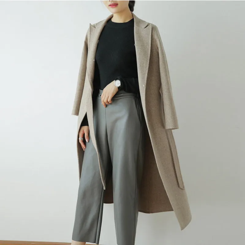 Wool Cloak Fox Fur Collar Removable Woolen Coat