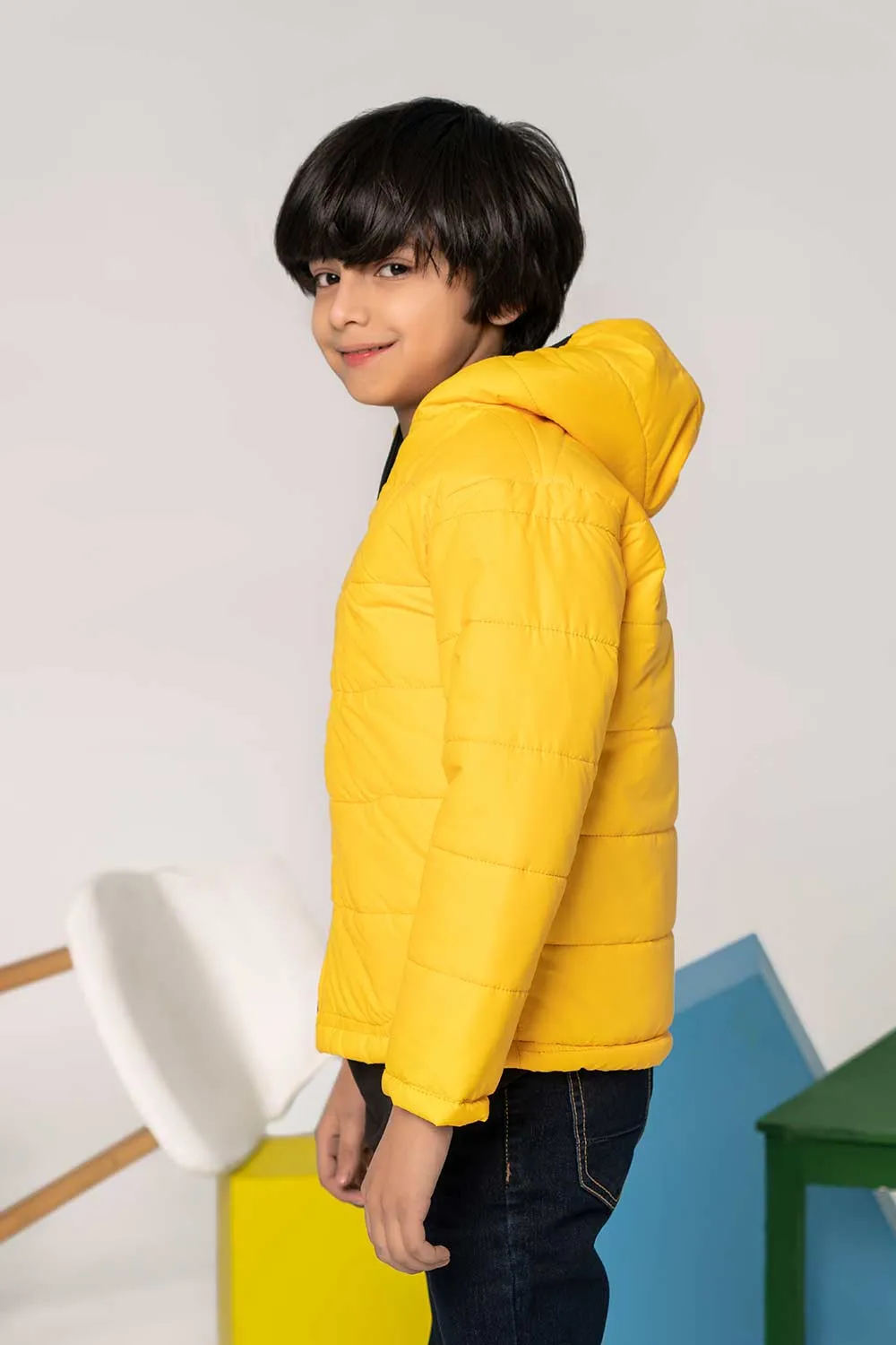 Yellow Hooded Puffer - Boys
