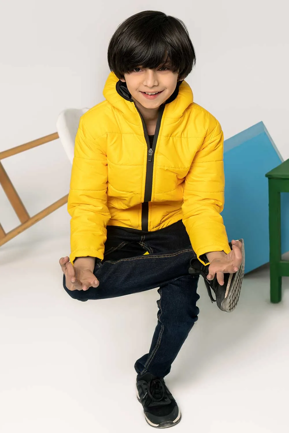 Yellow Hooded Puffer - Boys