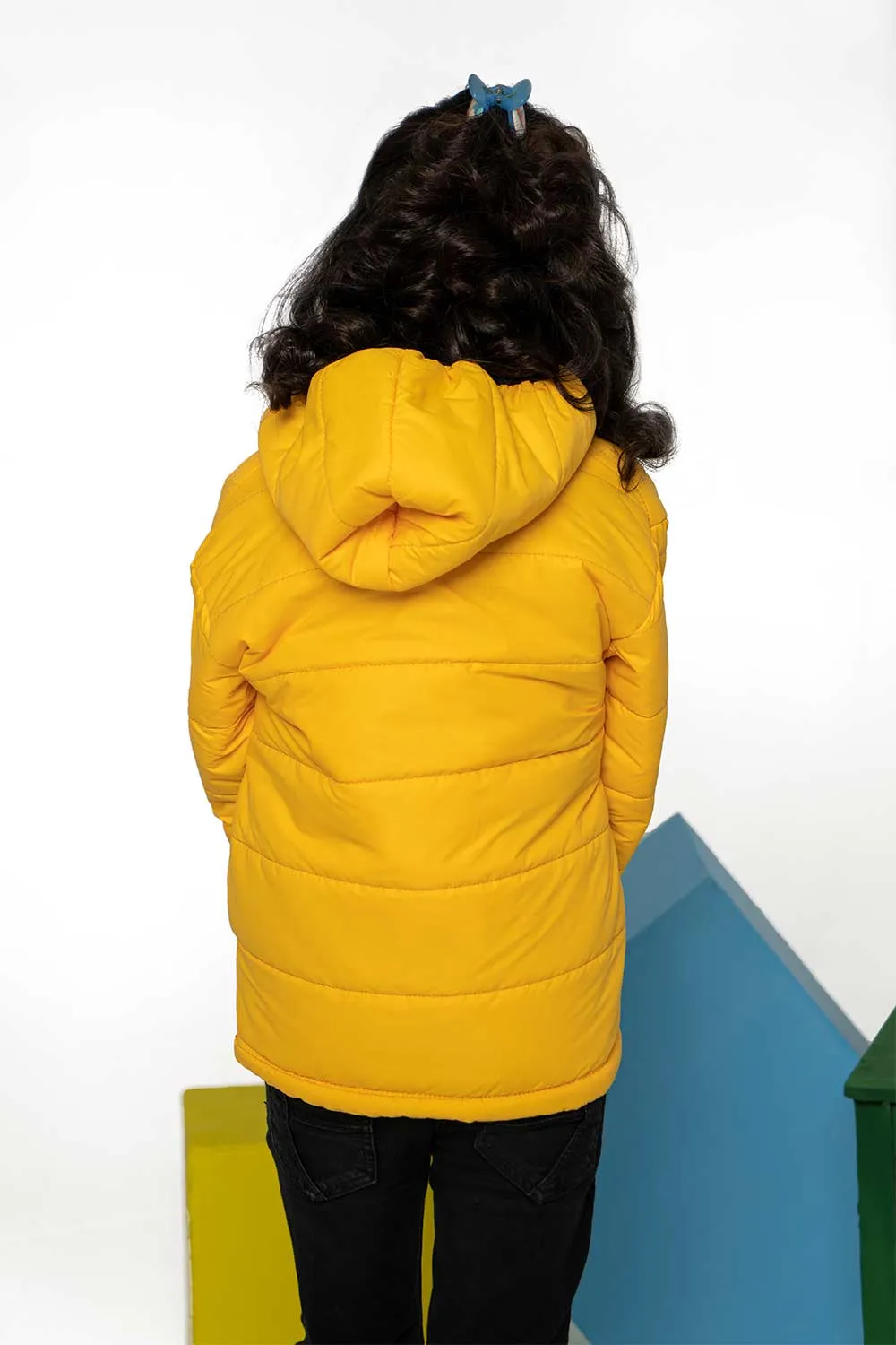 Yellow Hooded Puffer - Girls