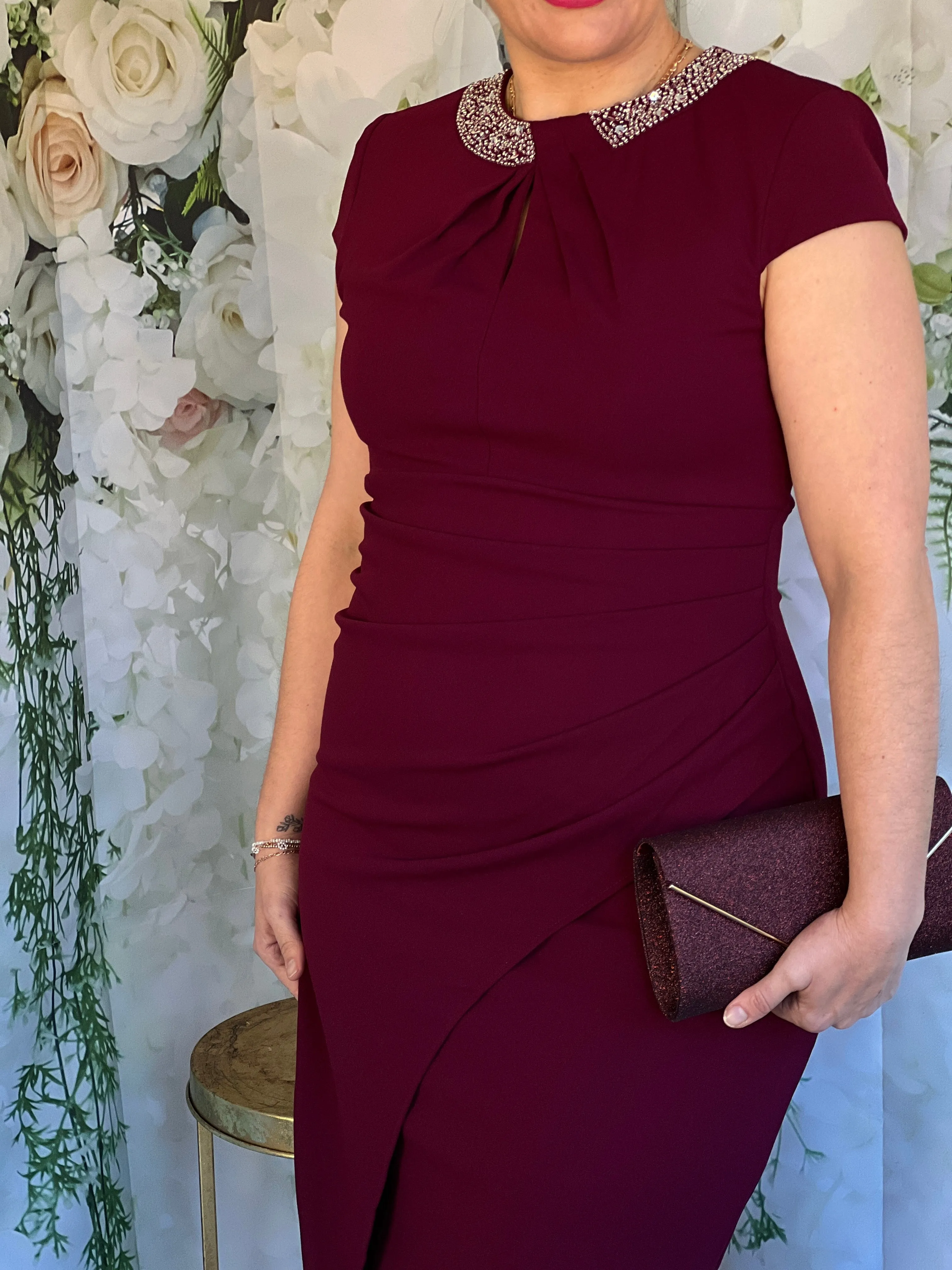 Yoko Burgundy Event Dress