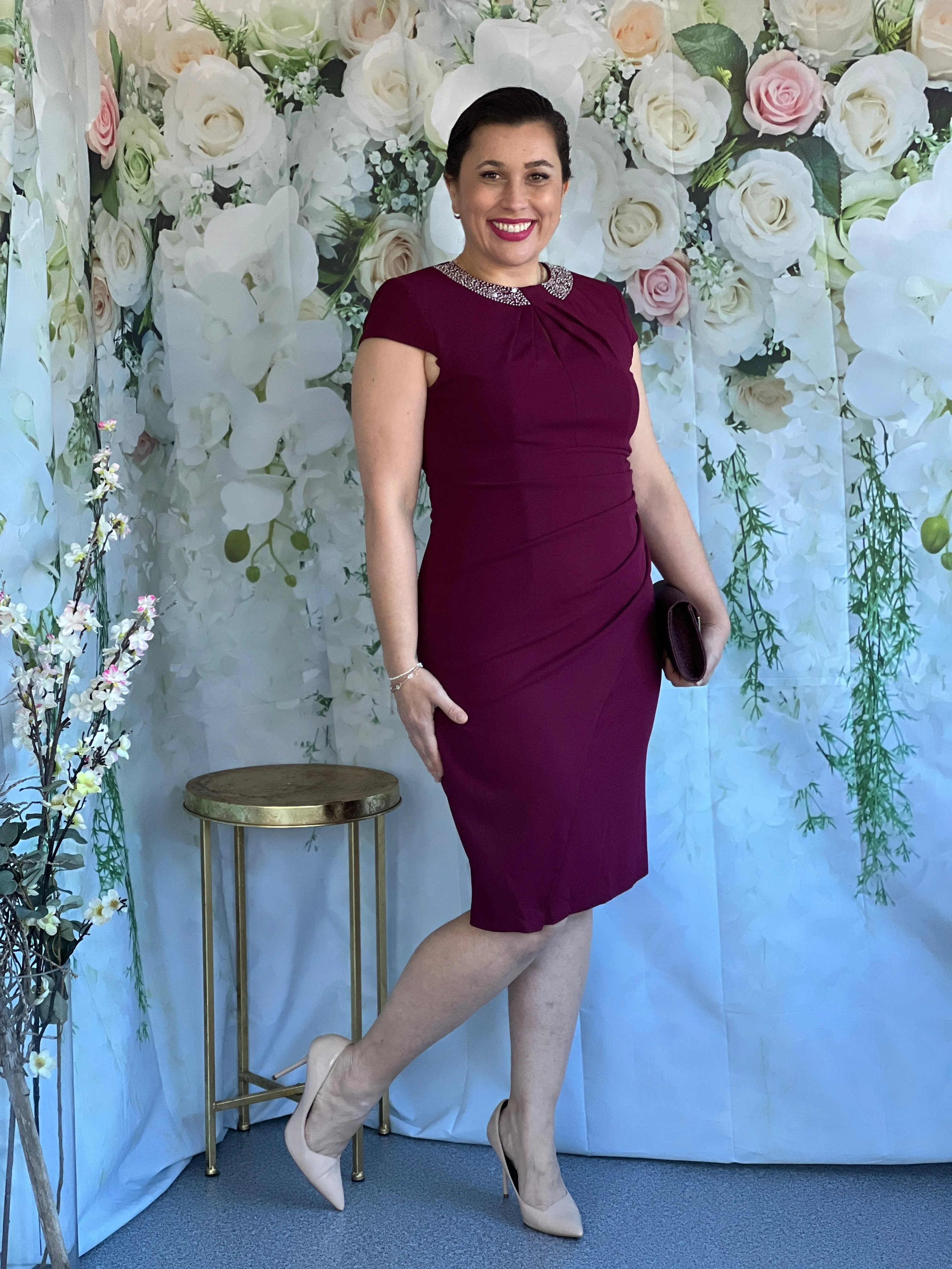 Yoko Burgundy Event Dress
