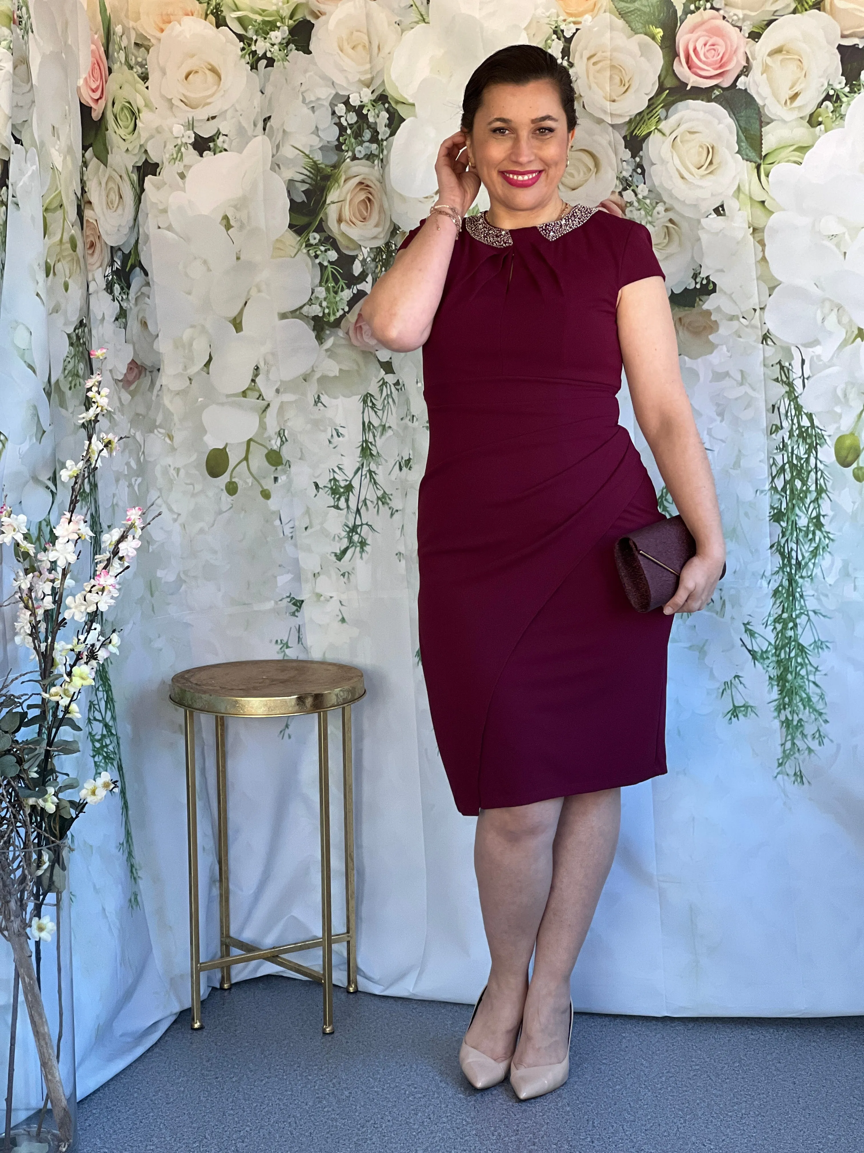 Yoko Burgundy Event Dress