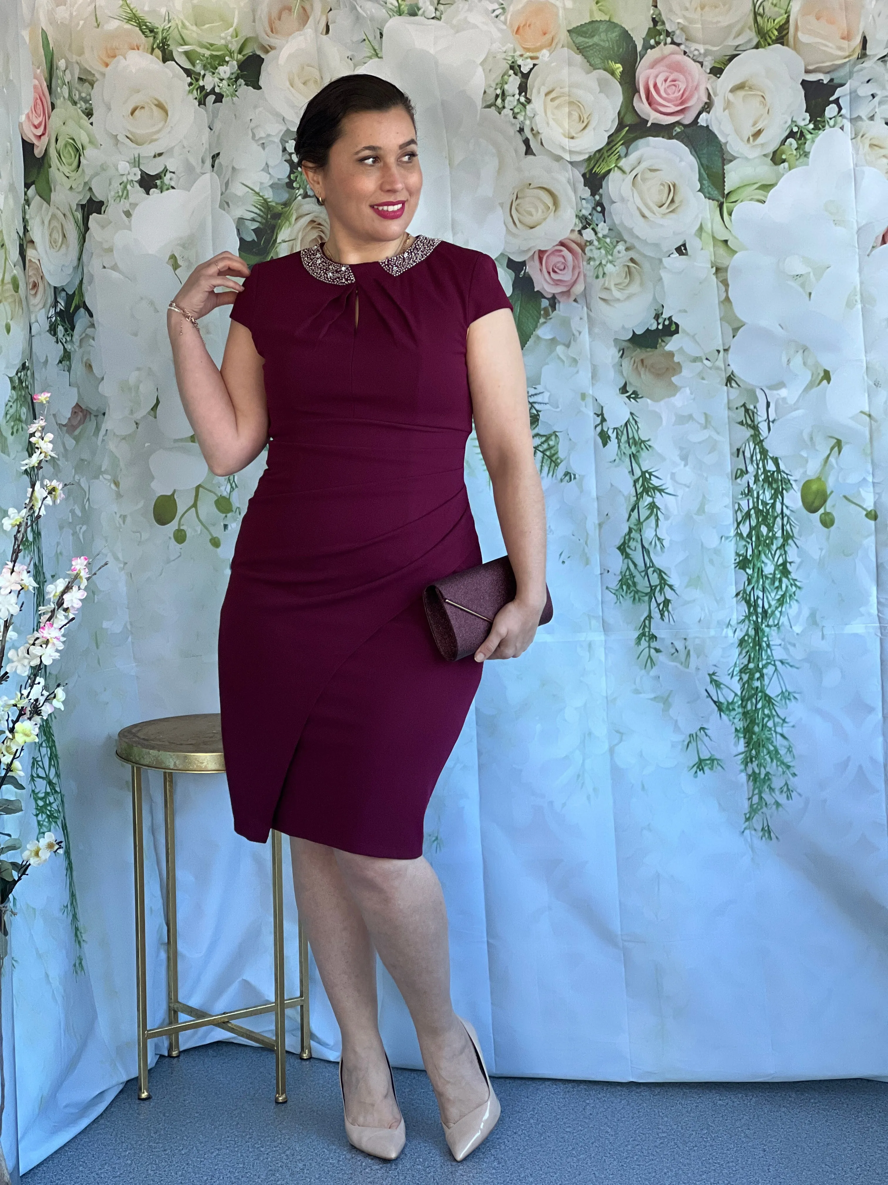 Yoko Burgundy Event Dress