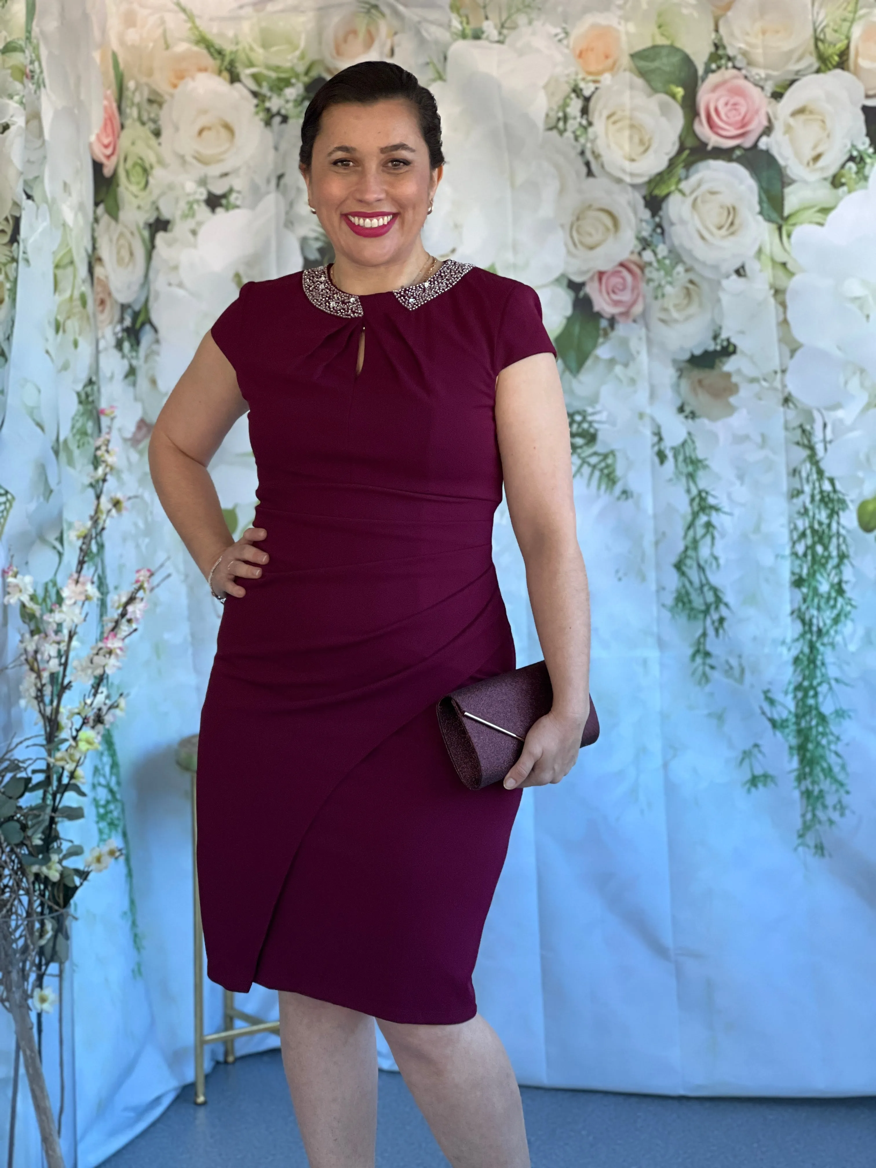 Yoko Burgundy Event Dress